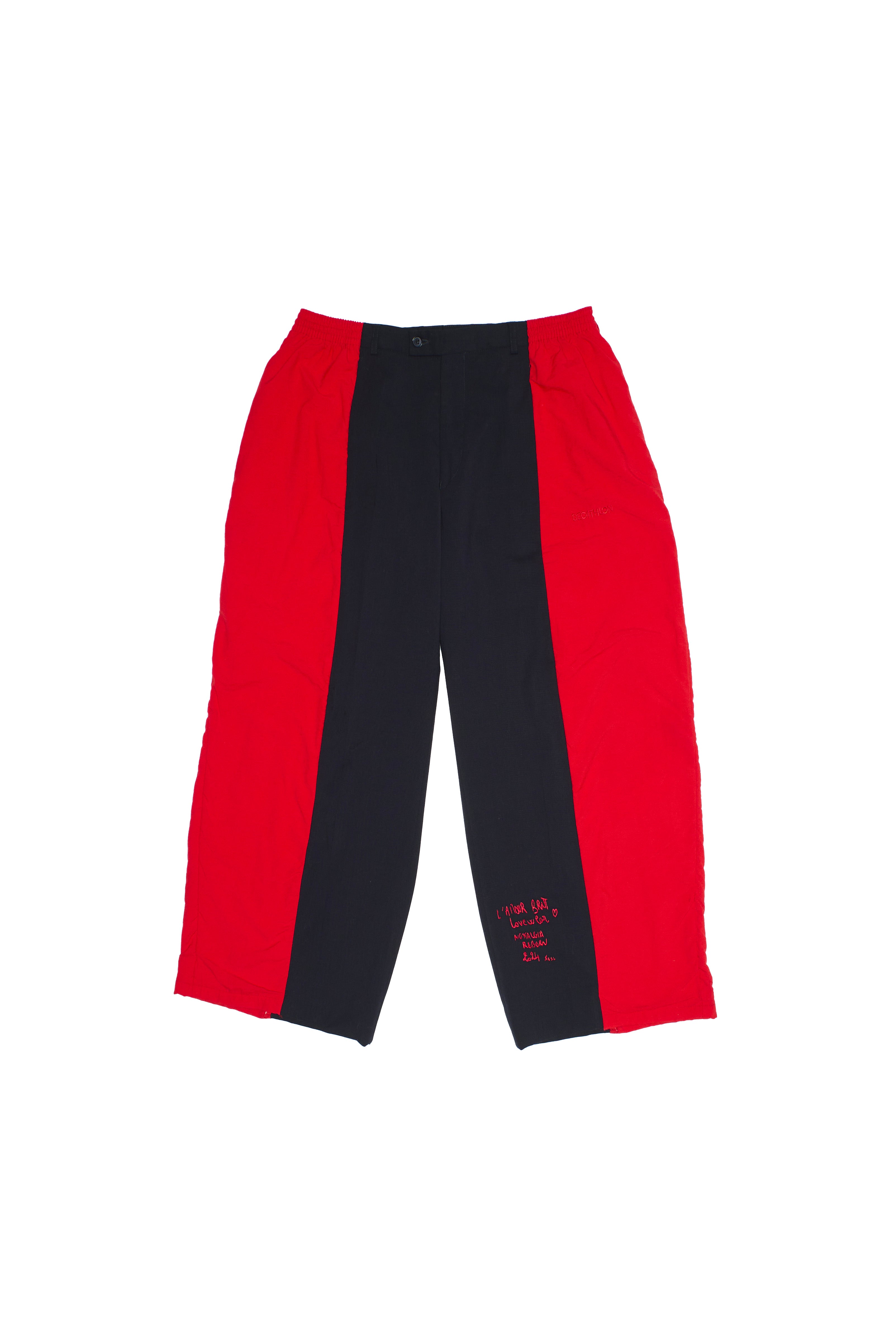 TAILORED JOGGING HALF-HALF NYLON TROUSERS