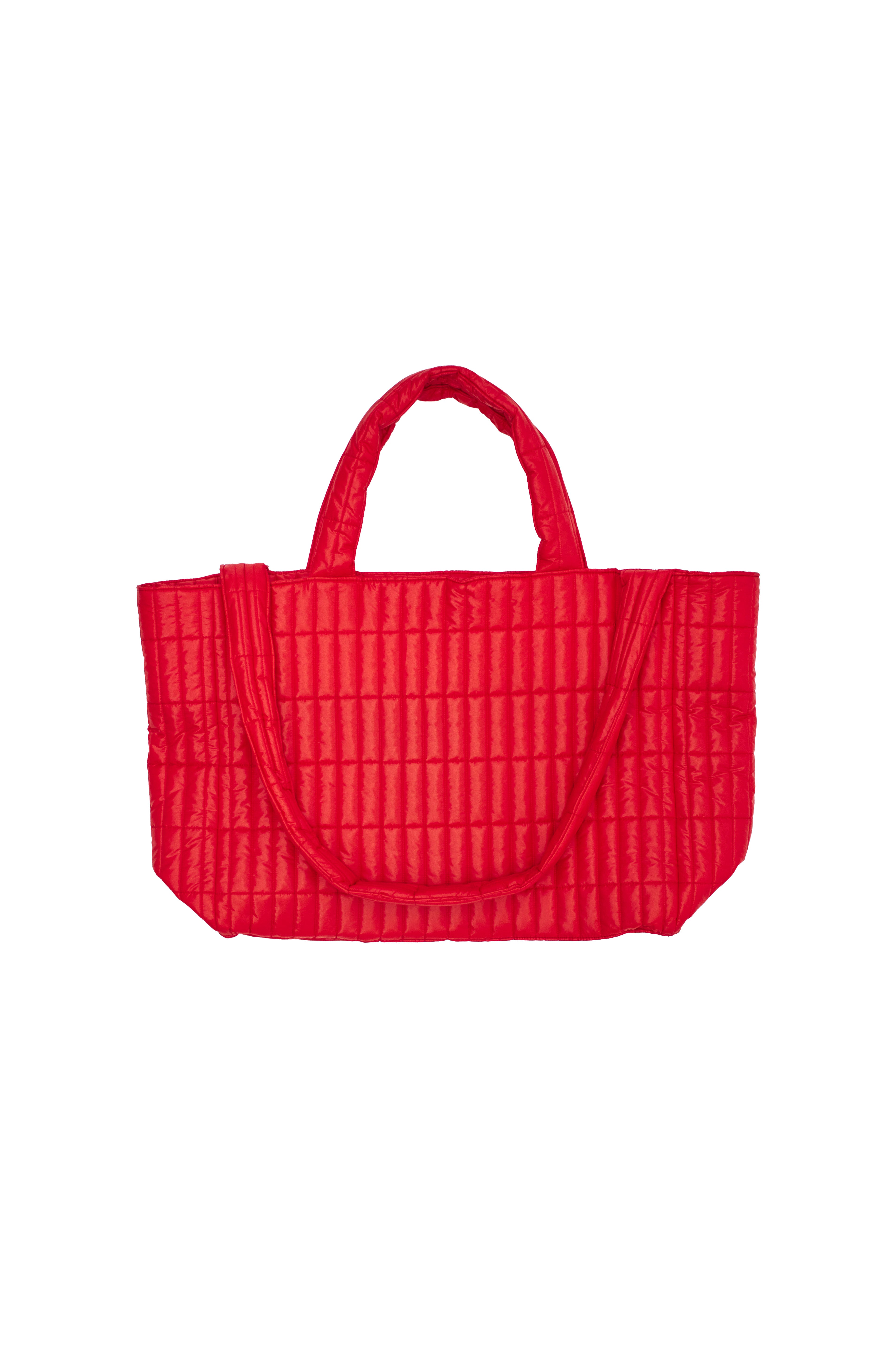 RED QUILTED TOTE BAG