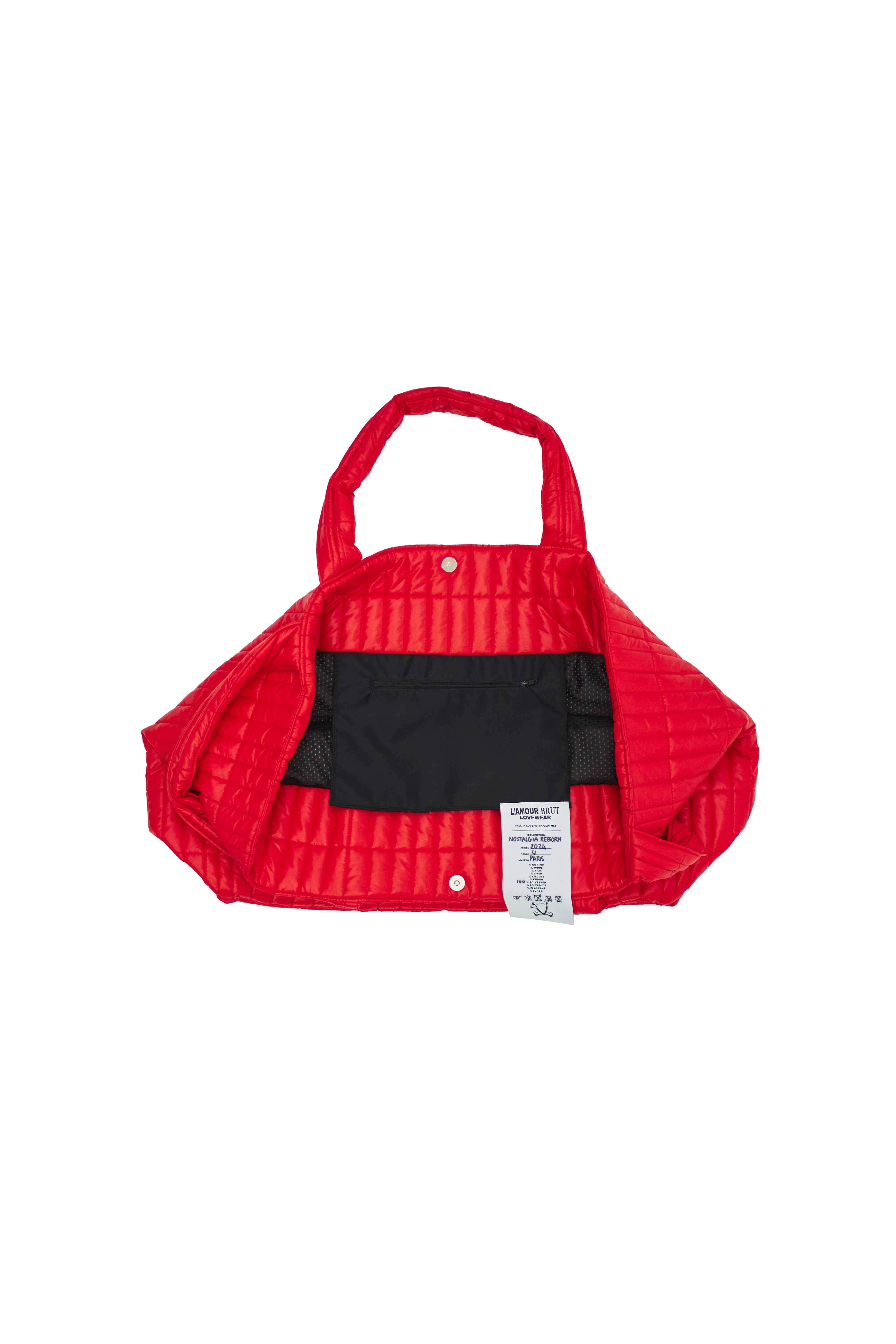 RED QUILTED TOTE BAG